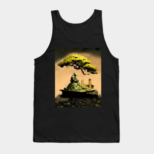 Contemplating the Complexities Under the Japanese Bonsai Tree No. 1 on a dark background Tank Top